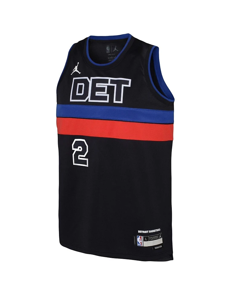 Big Boys Jordan Cade Cunningham Black Detroit Pistons 2022/23 Swingman Jersey - Statement Edition