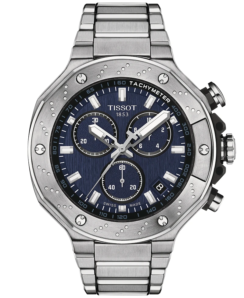 Tissot Men's Swiss Chronograph T-Race Stainless Steel Bracelet Watch 45mm