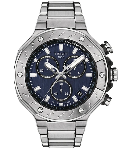 Tissot Men's Swiss Chronograph T-Race Stainless Steel Bracelet Watch 45mm