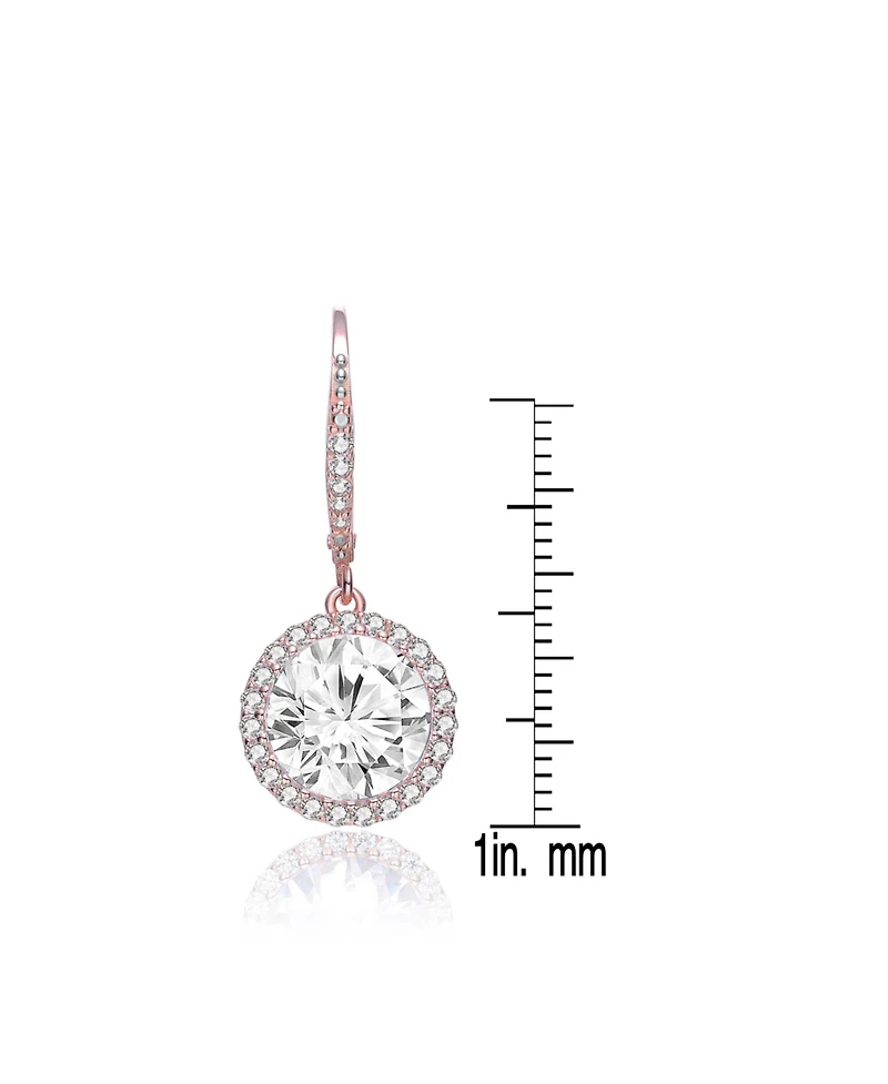 Cubic Zirconia Sterling Silver cluster Round Drop Earrings