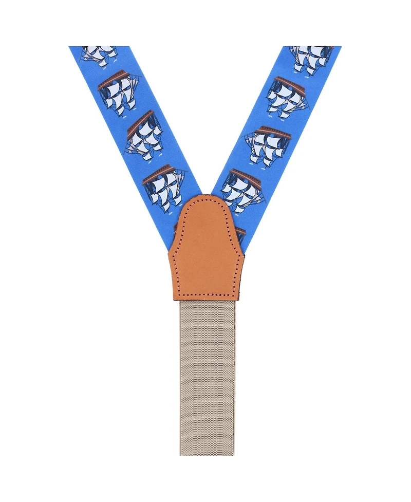 Trafalgar Men's The Royal Fortune Pirate Ship Silk Button End Suspenders
