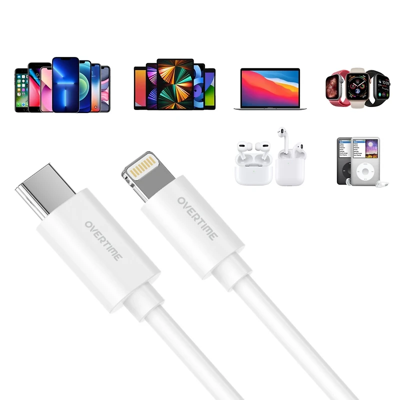 Overtime Apple MFi Certified iPhone 13/12/11 10ft Charging Cable | Usb Type C to Lightning Cable for iPhone