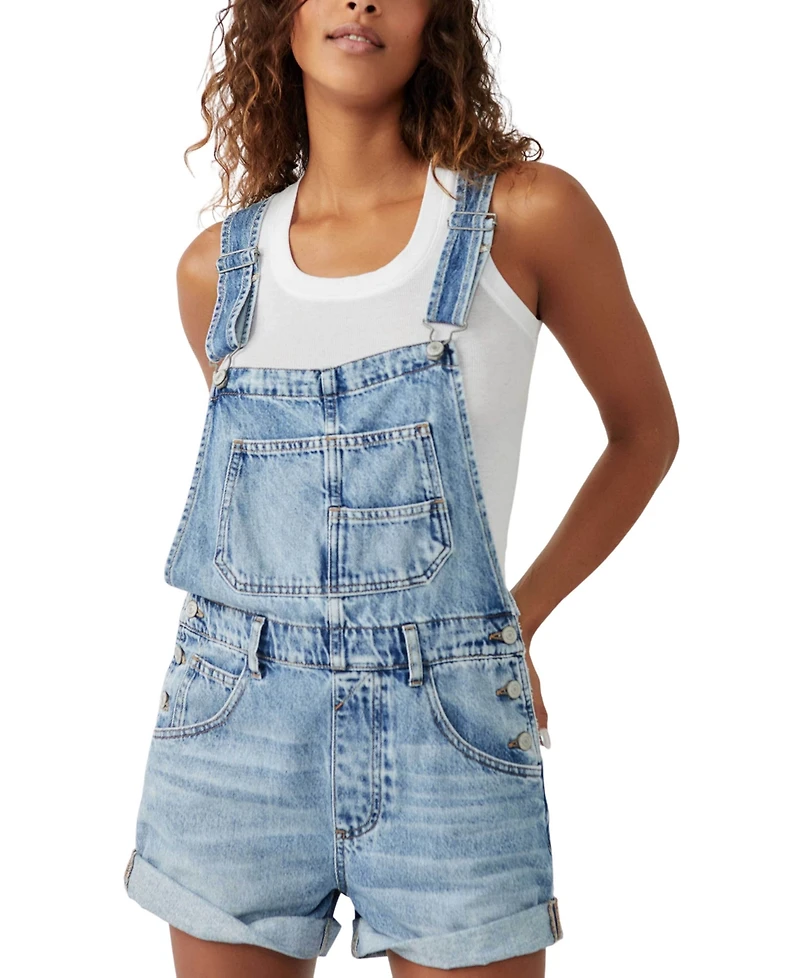 Free People Women's Ziggy Cotton Adjustable-Straps Shortalls