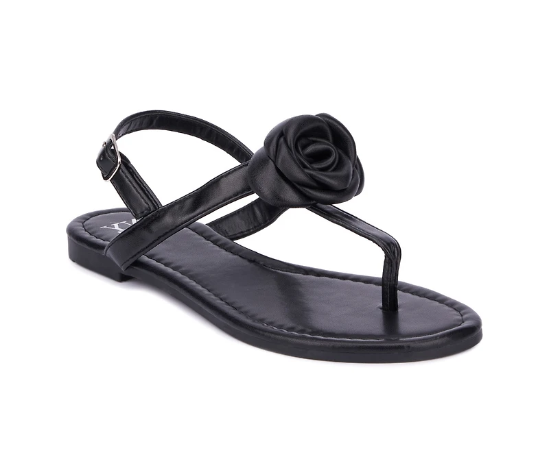 Rosette Women's Single Flower Thong T-Strap Sandal
