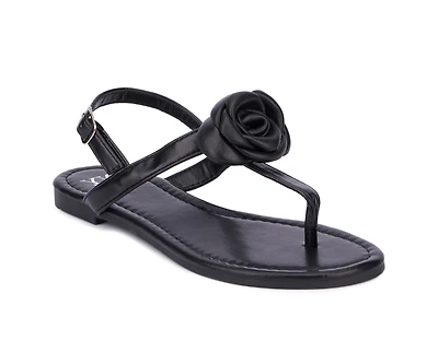 Rosette Women's Single Flower Thong T-Strap Sandal