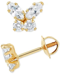 Children's Cubic Zirconia Butterfly Stud Earrings in 14k Gold