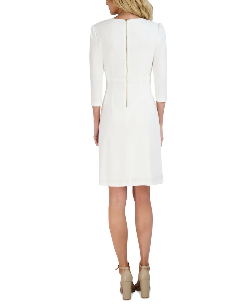 julia jordan Women's Pleated Ruffled-Front Sheath Dress