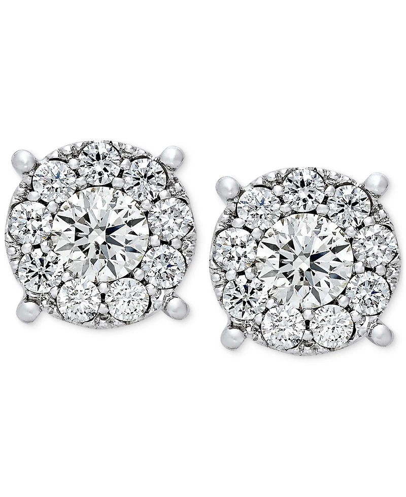 Diamond Cluster Stud Earrings (1/2 ct. t.w.) in 14k White Gold