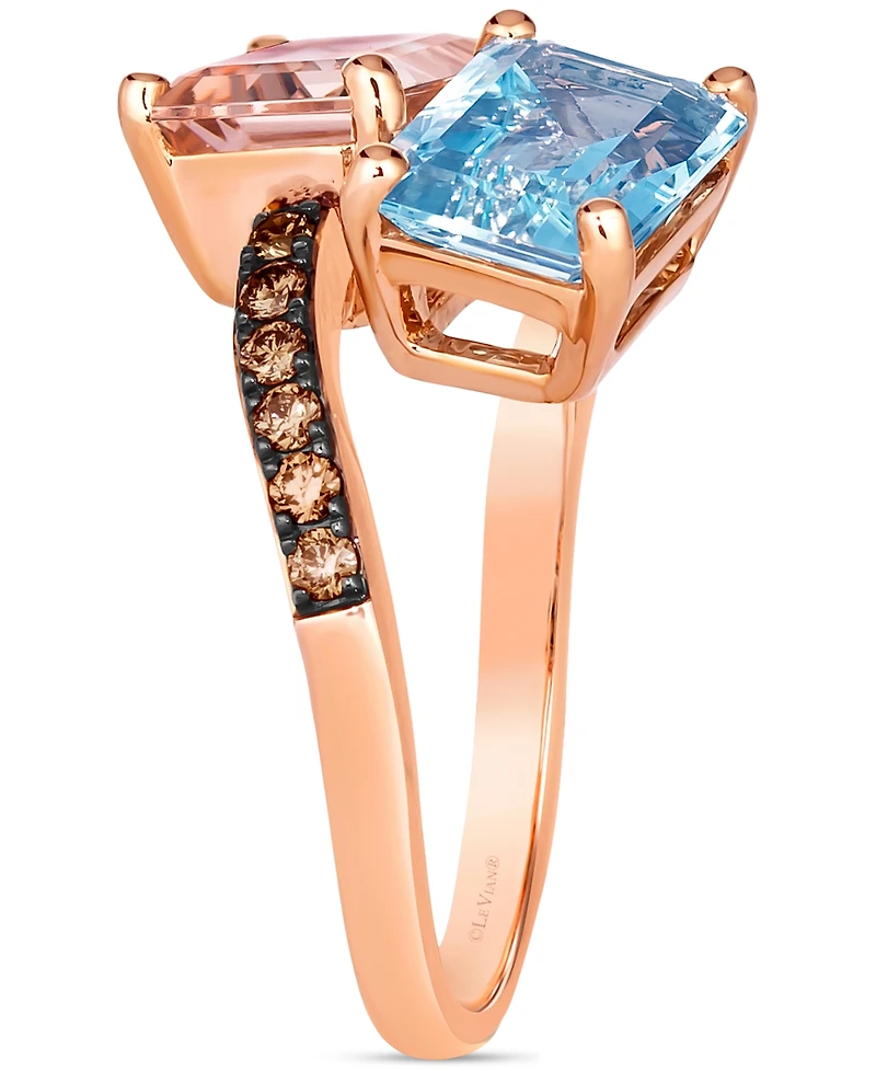 Le Vian Multi-Gemstone (3-5/8 ct. t.w.) & Diamond (1/5 ct. t.w.) Bypass Ring in 14k Rose Gold