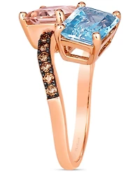 Le Vian Multi-Gemstone (3-5/8 ct. t.w.) & Diamond (1/5 ct. t.w.) Bypass Ring in 14k Rose Gold