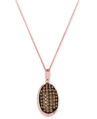 Le Vian Chocolate Diamond (1-1/4 ct. t.w.) & Vanilla Diamond (1/5 ct. t.w.) Halo Cluster 18" Pendant Necklace in 14k Rose Gold