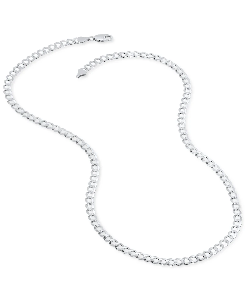 Polished Solid Flat Curb Link 22" Chain Necklace in 14k Gold-Plated Sterling Silver & Sterling Silver