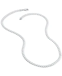 Polished Solid Flat Curb Link 22" Chain Necklace in 14k Gold-Plated Sterling Silver & Sterling Silver