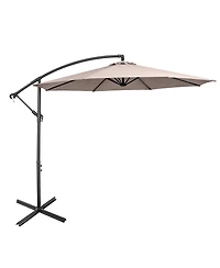 10 Ft Patio Offset Umbrella w/8 Ribs Cross Base Tilt