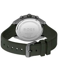 Hugo Boss Men's Velocity Quartz Fashion Chronograph Green Silicone Strap Watch 44mm