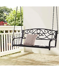 Costway Outdoor 2-Person Metal Porch Swing Hanging Patio Bench 485 Lbs Capacity