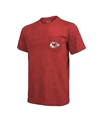 Men's Majestic Threads Red Kansas City Chiefs Super Bowl Lvii Champions Running Back Tri-Blend Pocket T-shirt