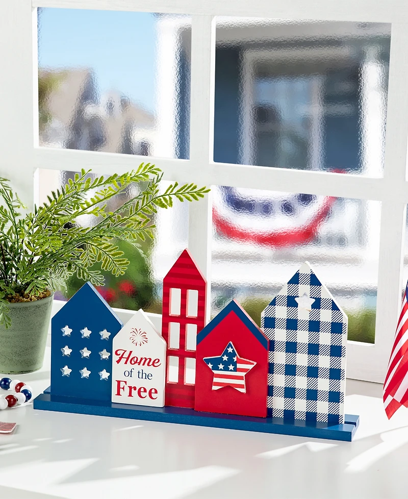 Glitzhome 16" L Wooden Patriotic, Americana House Table Decor