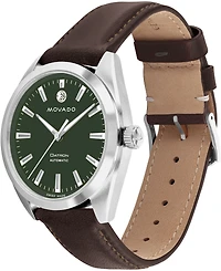 Movado Men's Datron Automatic Swiss Automatic Brown Leather Strap Watch 40mm