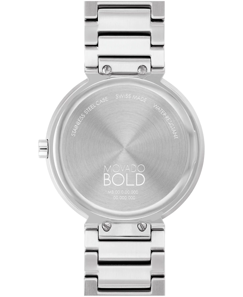 Movado Women's Bold Horizon Swiss Quartz Silver-Tone Stainless Steel Watch 34mm