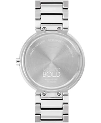 Movado Women's Bold Horizon Swiss Quartz Silver-Tone Stainless Steel Watch 34mm