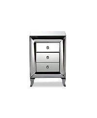 Baxton Studio Pauline Contemporary Glam and Luxe 26" Mdf and Mirrored 3-Drawer Nightstand