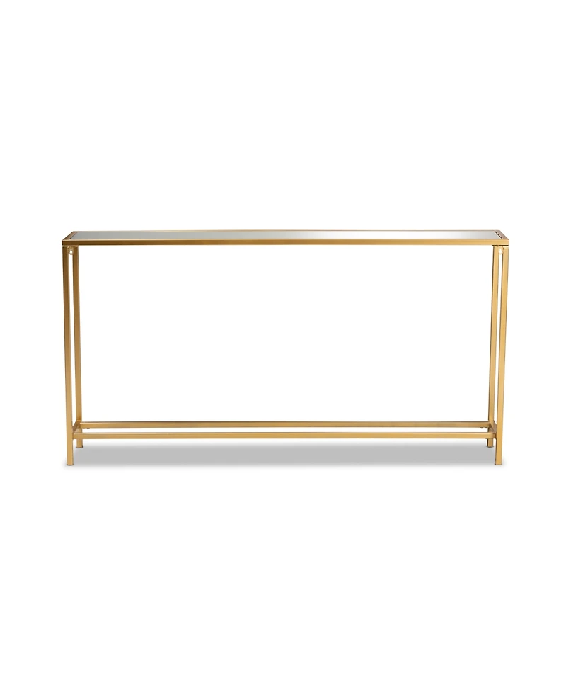 Baxton Studio Alessa Modern and Contemporary Glam 59.9" Finished Metal and Mirrored Glass Console Table