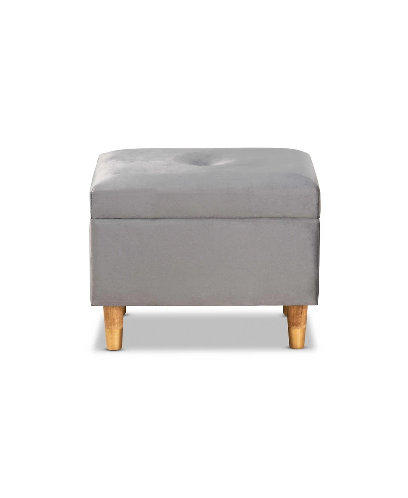 Baxton Studio Elias Modern and Contemporary Velvet Fabric Upholstered and Finished Wood Storage Ottoman