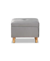 Baxton Studio Elias Modern and Contemporary Velvet Fabric Upholstered and Finished Wood Storage Ottoman