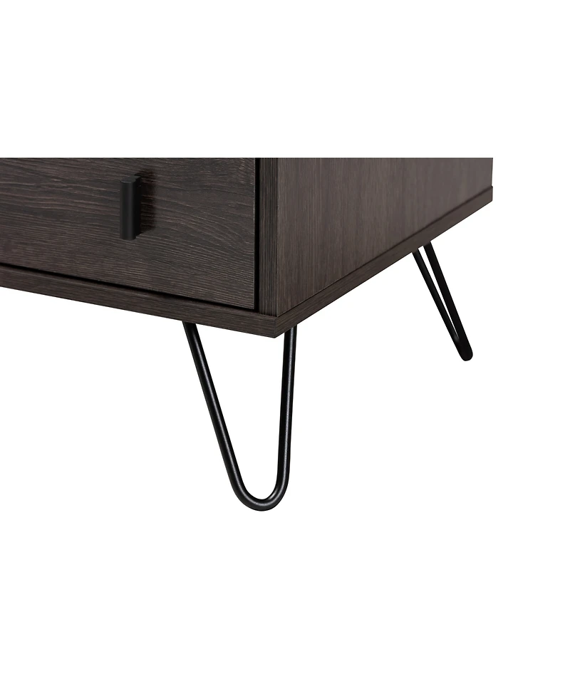 Baxton Studio Glover Modern and Contemporary 21.7" Finished Wood and Finished Metal 2-Drawer Nightstand