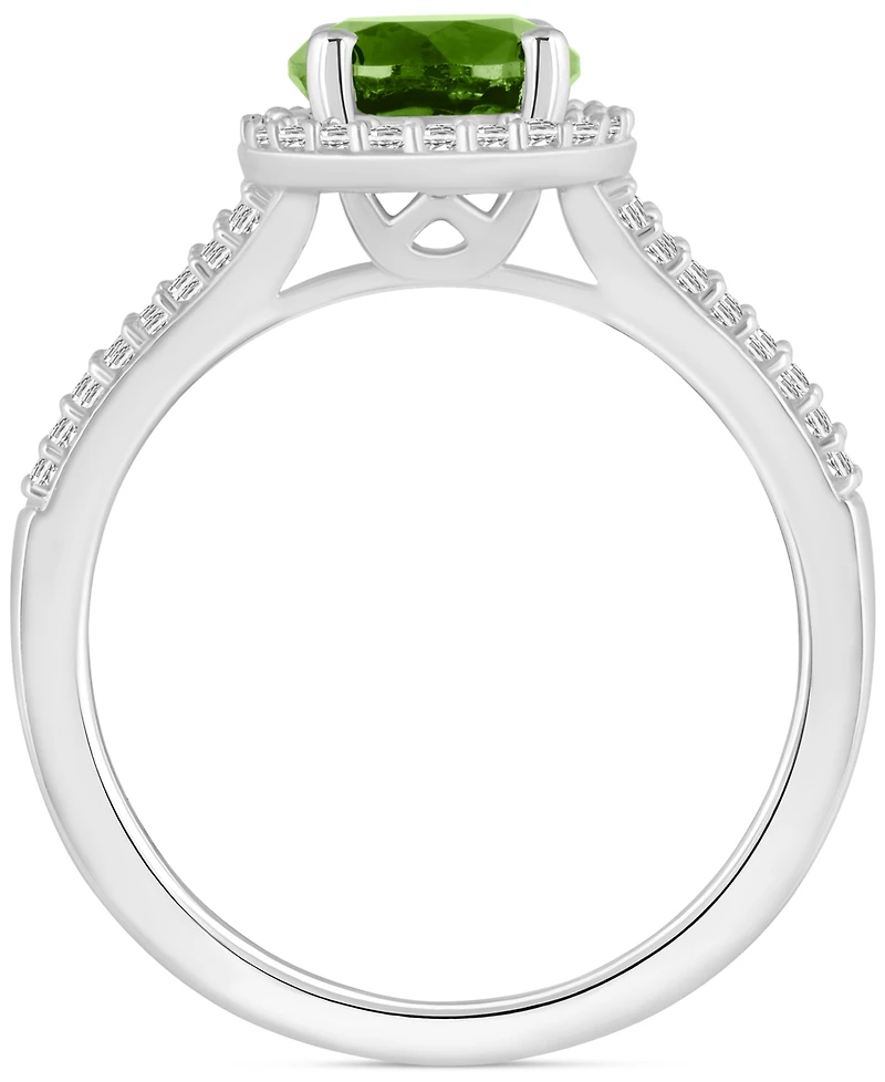 Amethyst (1-1/4 ct. t.w.) & Diamond (1/4 Halo Split Shank Ring Sterling Silver (Also Citrine, Garnet, Peridot, Blue Topaz)