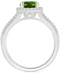 Amethyst (1-1/4 ct. t.w.) & Diamond (1/4 Halo Split Shank Ring Sterling Silver (Also Citrine, Garnet, Peridot, Blue Topaz)