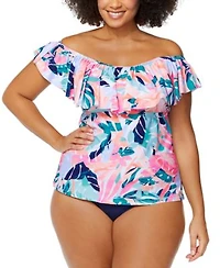 Raisins Curve Trendy Plus Size Miami Nights Tortuga Tankini Matching Bottoms