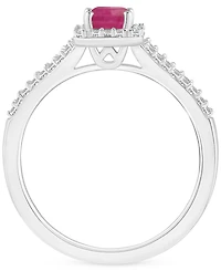 Emerald (1/2 ct. t.w.) & Diamond (1/4 Split Shank Ring Sterling Silver (Also Ruby Sapphire)