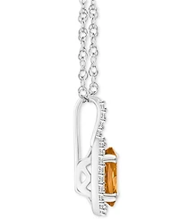 Amethyst (1-1/5 ct. t.w.) & Diamond (1/6 ct. t.w.) Oval Halo 18" Pendant Necklace in Sterling Silver (Also in Citrine, Garnet, Peridot, & Blue Topaz)