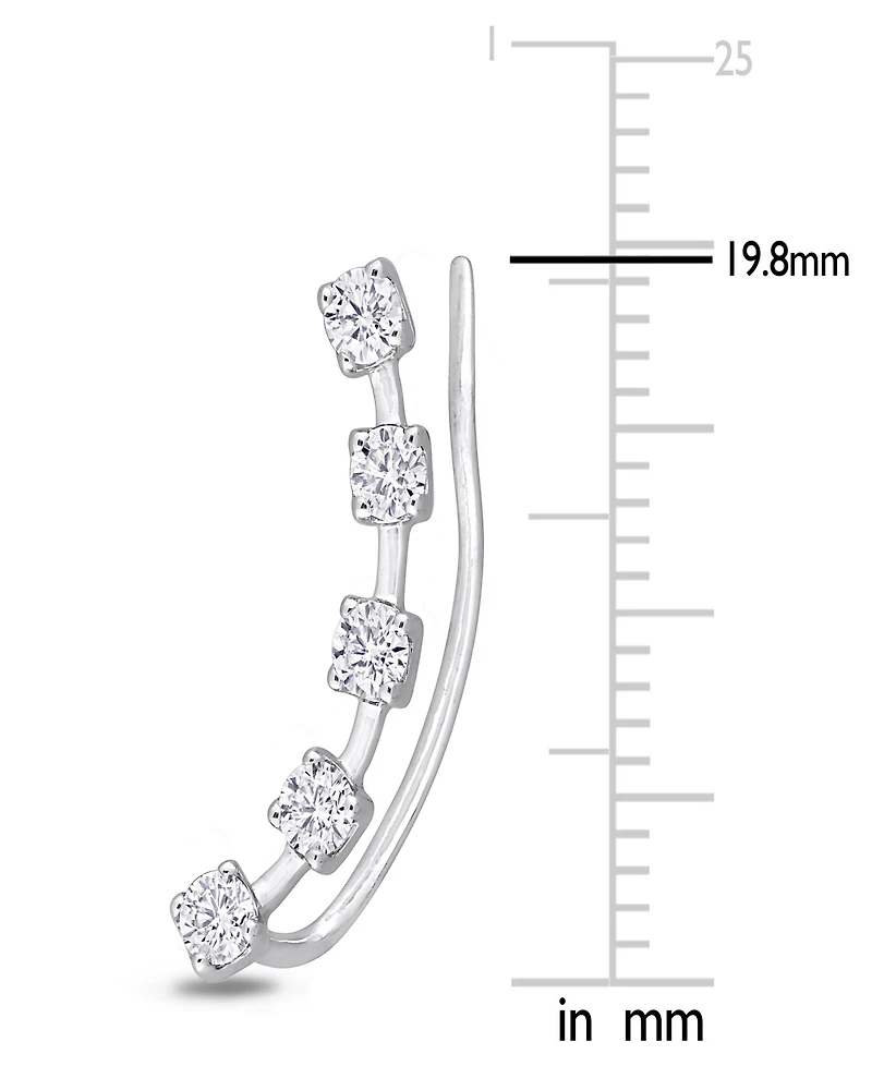 Macy's Moissanite Curved Crawler Charm Earrings 5/8 ct. t.w in 10K White Gold
