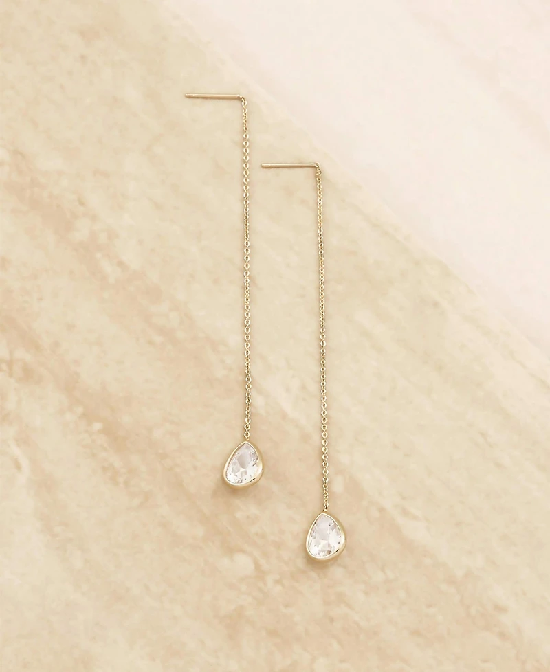 Ettika Crystal Teardrop Threader Earrings