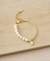 Ettika Cowrie Shell, Cultivated Freshwater Pearl Glass Bracelet