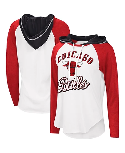 Women's G-iii 4Her by Carl Banks White Chicago Bulls Mvp Raglan Hoodie Long Sleeve T-shirt