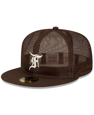 Men's New Era x Fear of God Brown Mesh 59FIFTY Fitted Hat