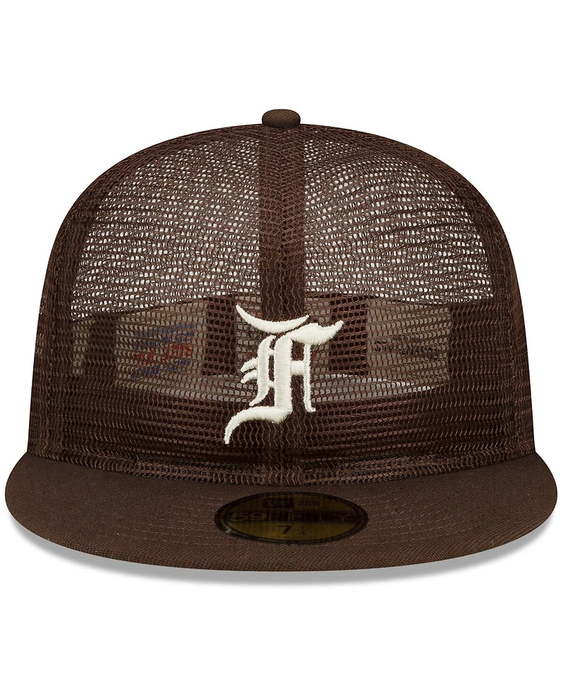Men's New Era x Fear of God Brown Mesh 59FIFTY Fitted Hat