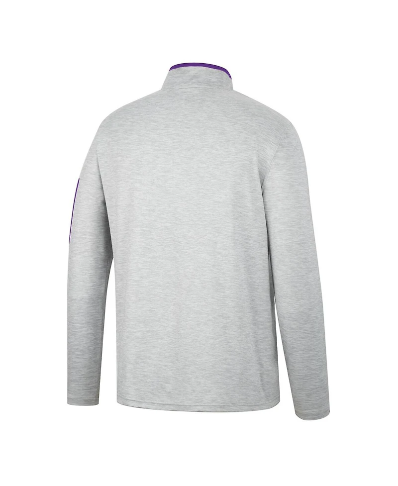 Men's Colosseum Heathered Gray, Purple Kansas State Wildcats Country Club Windshirt Quarter-Zip Jacket