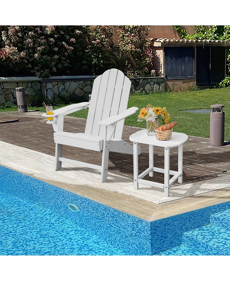 Patio Adirondack Chair Weather Resistant Garden Deck W/Cup Holder