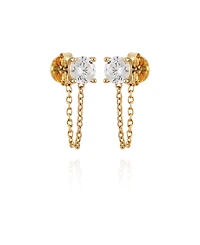 Vince Camuto Glass Stone Stud Chain Dangle Drop Earrings