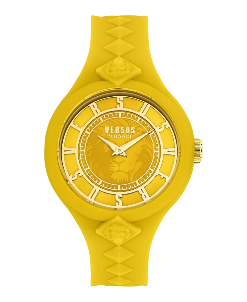 Versus Versace Women's 2 Hand Quartz Fire Island Yellow Silicone Watch, 39mm