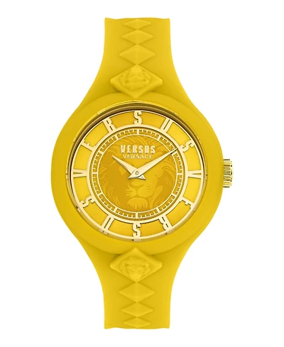 Versus Versace Women's 2 Hand Quartz Fire Island Yellow Silicone Watch, 39mm