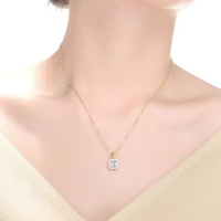 Sterling Silver White Gold Plating Cubic Zirconia Asscher Cut Drop Pendant
