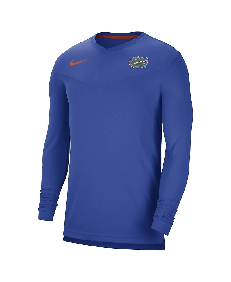 Men's Nike Royal Florida Gators 2022 Coach Performance Long Sleeve V-Neck T-shirt