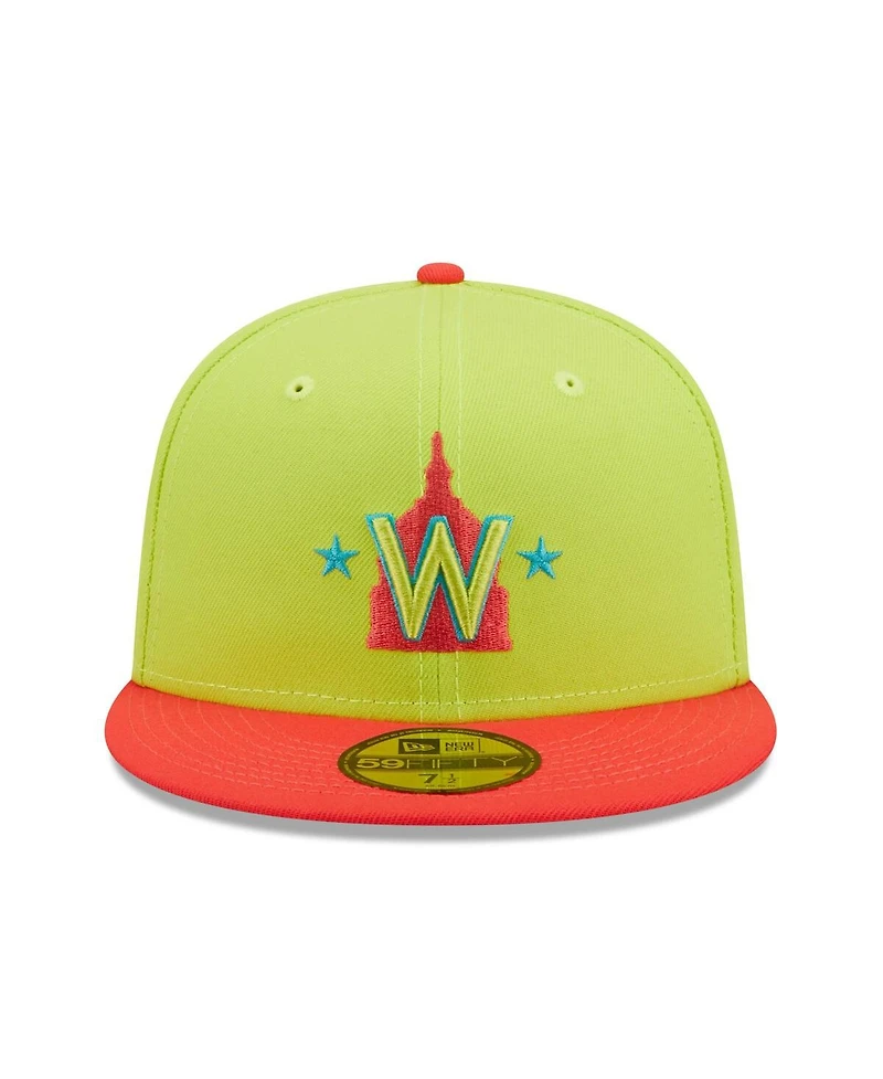Men's New Era Green and Red Washington Nationals 2008 Inaugural Season Cyber Highlighter 59FIFTY Fitted Hat