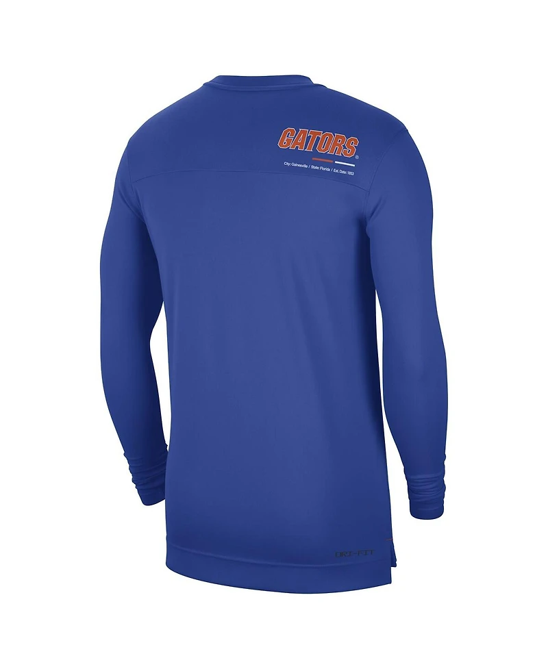 Men's Nike Royal Florida Gators 2022 Coach Performance Long Sleeve V-Neck T-shirt